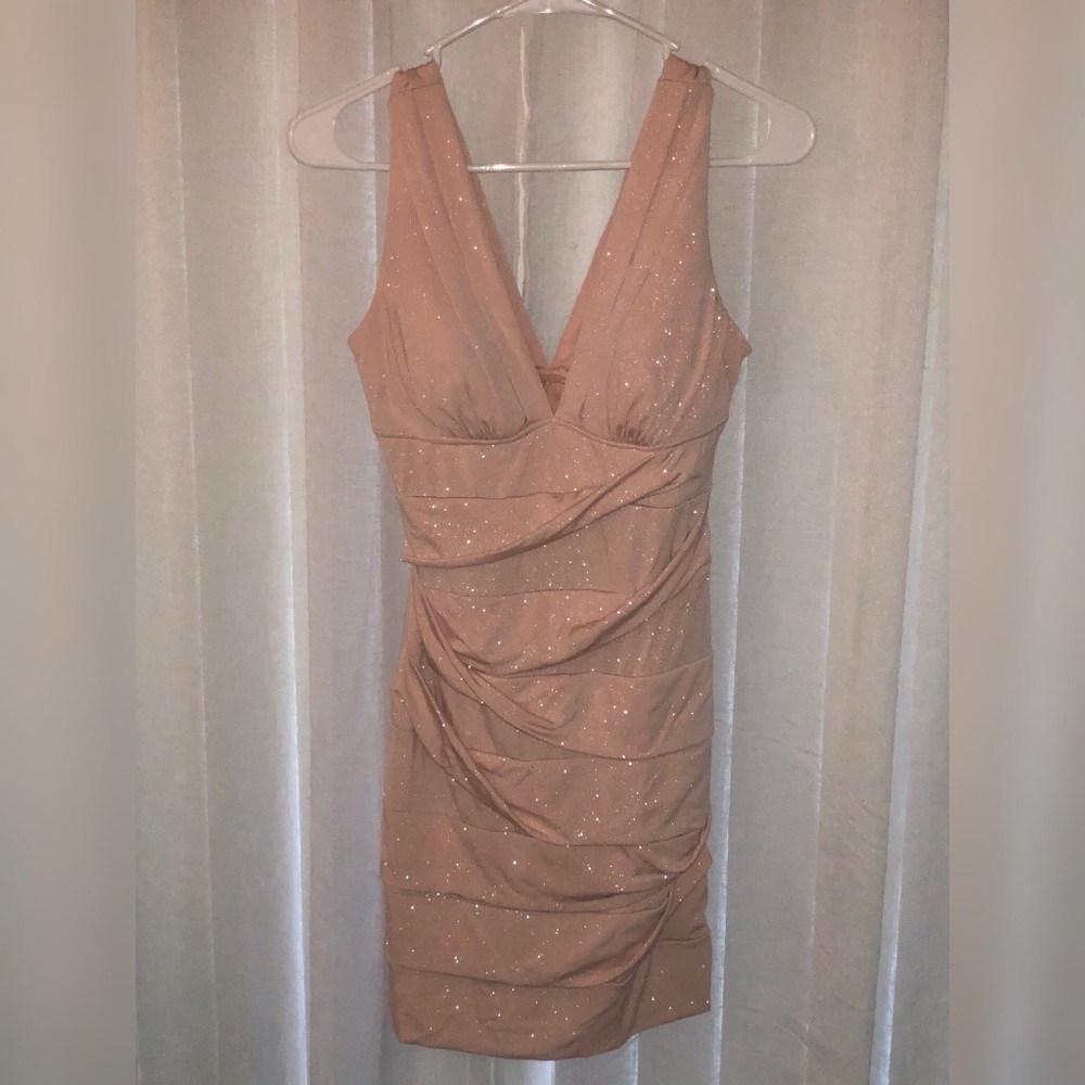 Sparkly Rose Colored Vneck Dress